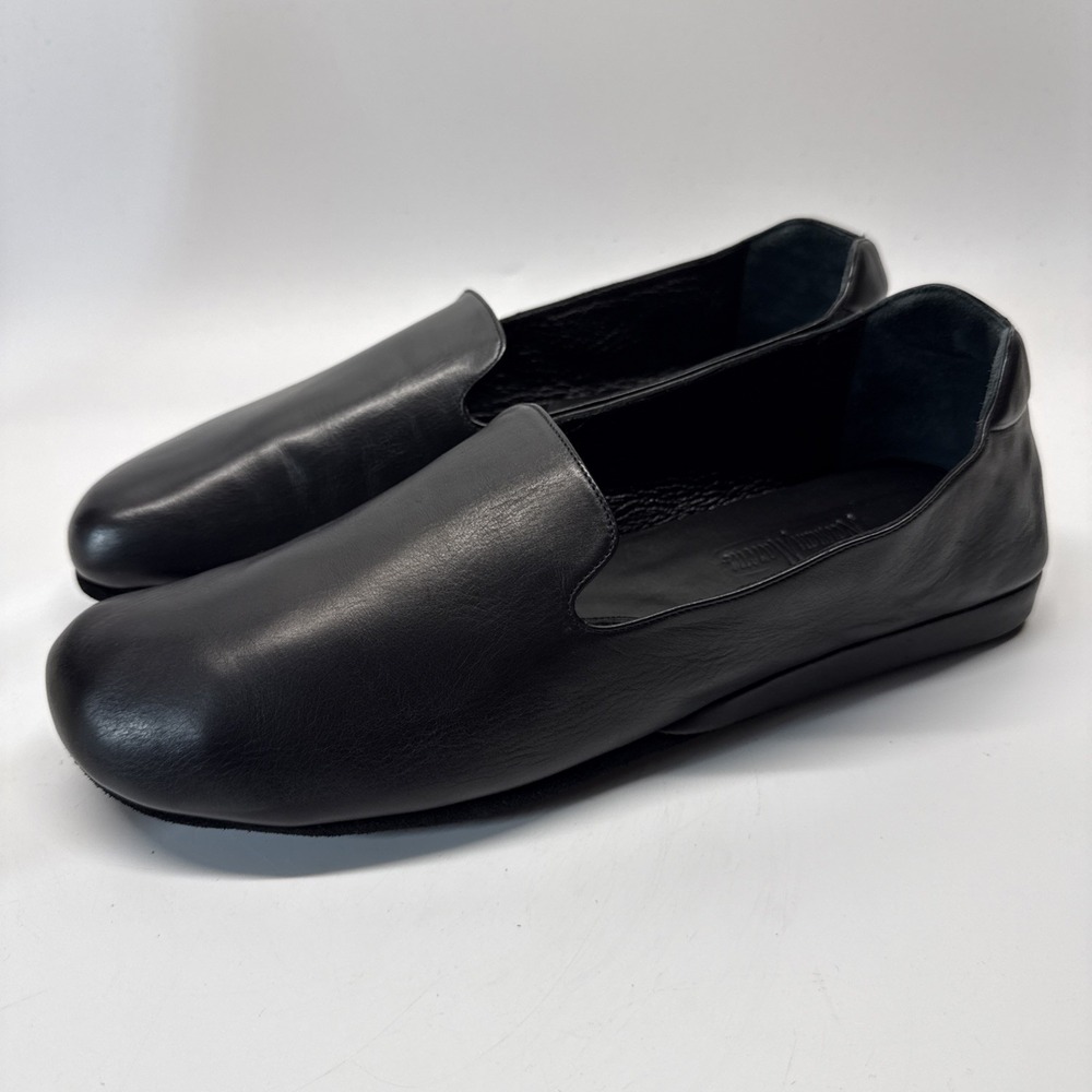 Neiman Marcus Loafer Slippers Men 12 Black Indoor Suede Bottoms Italy